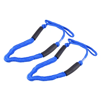 

CITALL 2pcs Blue 3.5-5.5ft Bungee Dock Line Absorbing Shock Cords Mooring Stretch Rope Fit For Boat Ship Kayak