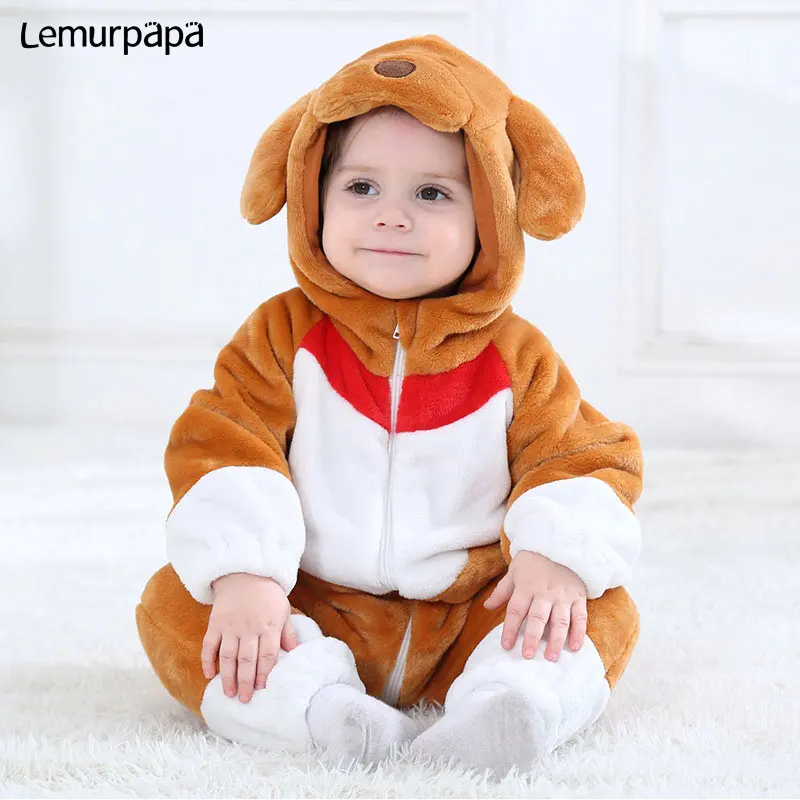 Комбинезон с коричневой собакой для маленьких мальчиков и девочек милый детский