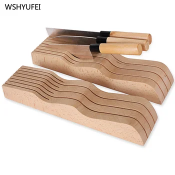 

Modern household knife holder kitchen supplies solid wood horizontal drawer knife seat beech storage rack tool storage rack
