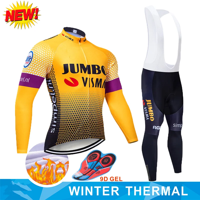 Lotto Winter 2019 pro team Cycling jersey 9D pad Bike bib Pants set Mens Ropa Ciclismo Thermal fleece Cycling Clothing Maillot