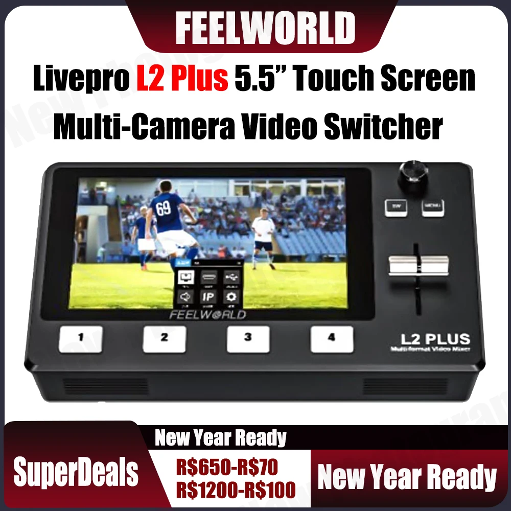 FEELWORLD L2 Plusマルチカメラビデオミキサースイッチャー、5.5インチLCDタッチスクリーンPTZコントローラークロマキー4 - 5