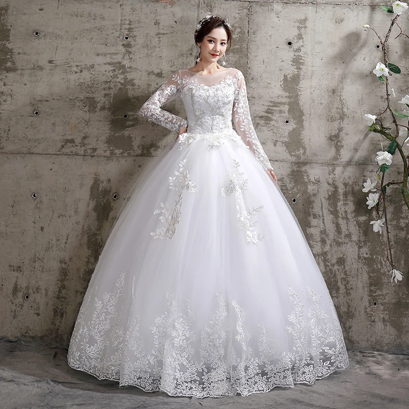 Wedding Dress 2021 New Birde Long Sleeve Ball Gown Luxury Lace Wedding...