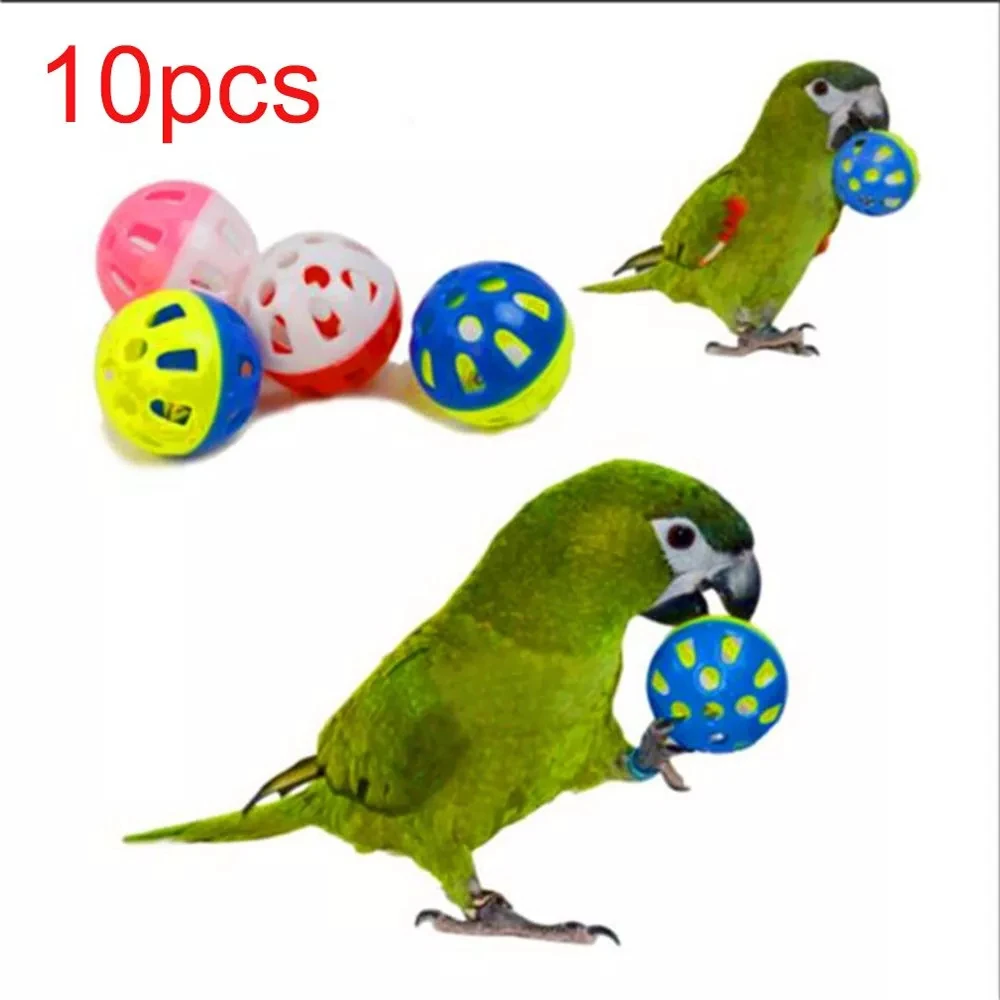 10 Uds. Juguetes Para loros y mascotas, accesorios, Bola de campana hueca, juguete de pájaro, periquito, loro cacatúa, jaula para morder, juguete vogelspeelgoed
