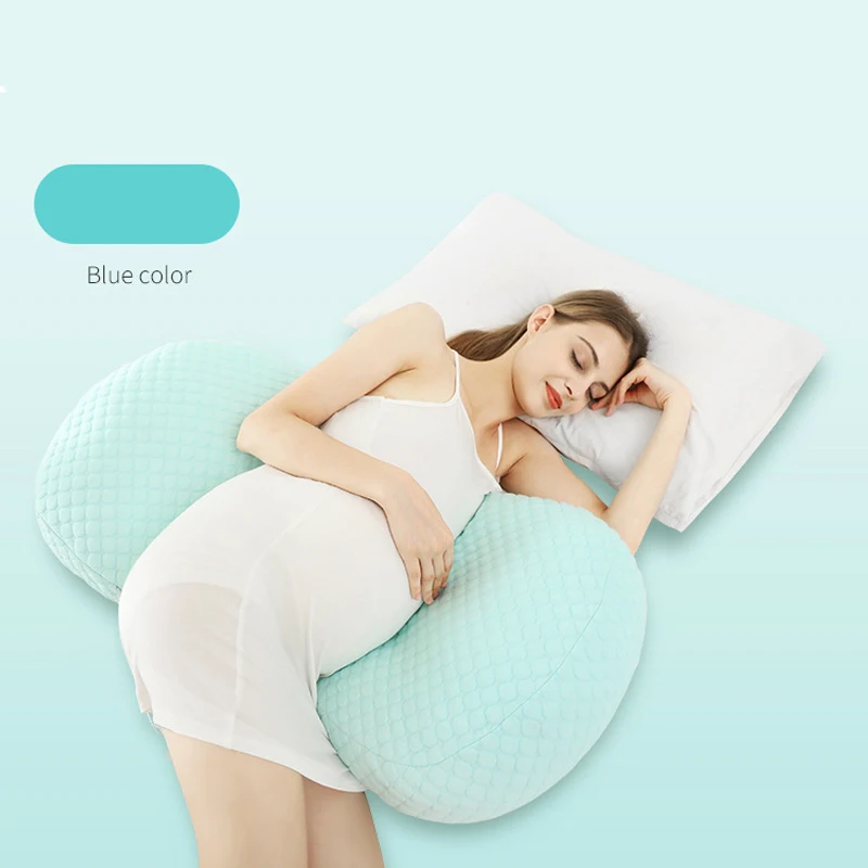 Для беременных женщин Спящая Подушка с наволочкой хлопок u-образные подушки для беременных моющиеся для беременных - Цвет: Blue
