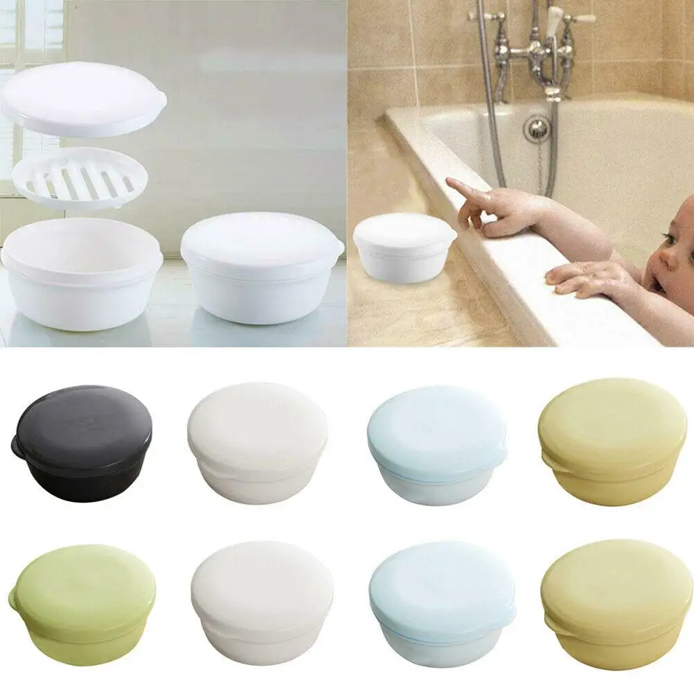 1X Soap Dish Travel Tray Drain Layer hower Storage Box Cleaning with