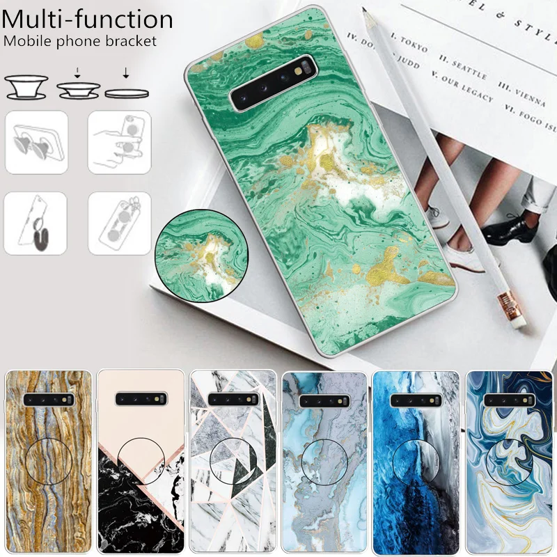 

Marble Stones Case for Samsung Galaxy S9 S10 Plus S10E S10 5G Note 9 Note 10 Plus Stand Bracket Holder Shockproof Soft TPU Cover