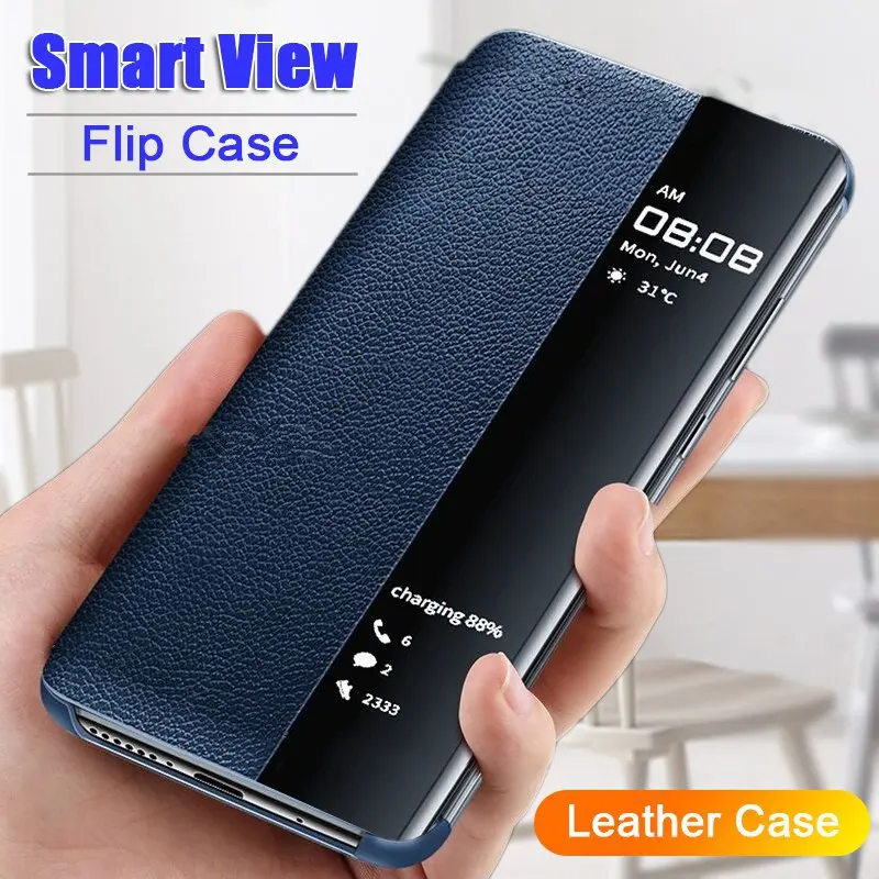Smart Mirror Flip Case For Huawei P40 P20 P10 P30 Pro Lite Y7 Y6 Y9 P Smart 2019 Mate 30 20 Pro Honor 10 20 Lite 9X 8X Cover