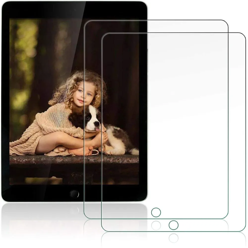 Película de vidrio templado para iPad Air 1, 2, 2017, 2018, 9,7 Pro, 11, 10,5, 10,2, 2019, mini 1, 2, 3, 4, 5, Protector de pantalla antihuellas dactilares, 2 paquetes