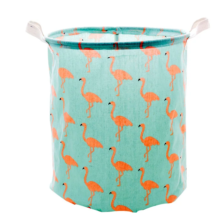 Green flamingo Collapsible Storage Bucket Waterproof Storage Bucket Bathroom Dirty Clothes Storage Basket Laundry Basket Laundry Basket - Цвет: Green flamingo
