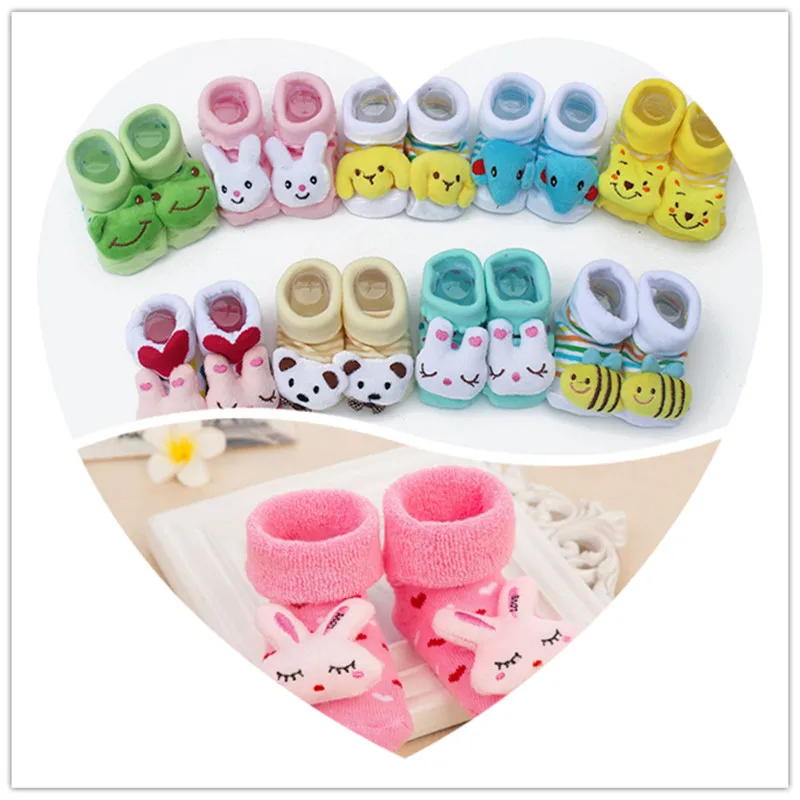 Хлопковые носки для новорожденных от 0 до 12 месяцев, подарок для младенцев с изображением животных, милые мягкие Нескользящие плюшевые детские носки для мальчиков и девочек