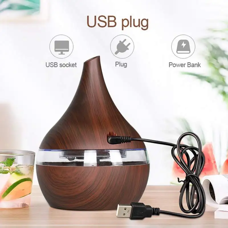 300 мл USB Электрический аромадиффузор деревянный ультразвуковой увлажнитель