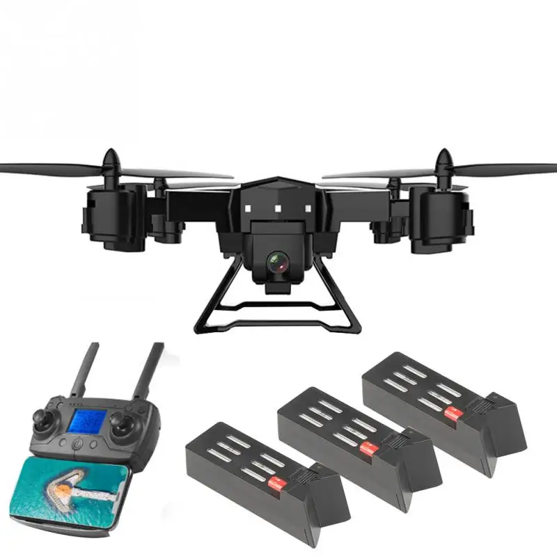 KY601G WiFi FPV RC Дрон Квадрокоптер самолет 4K HD камера складной Дрон светодиодный светильник интеллектуальный пульт дистанционного управления двойной gps игрушки для детей - Цвет: Black 3 Battery