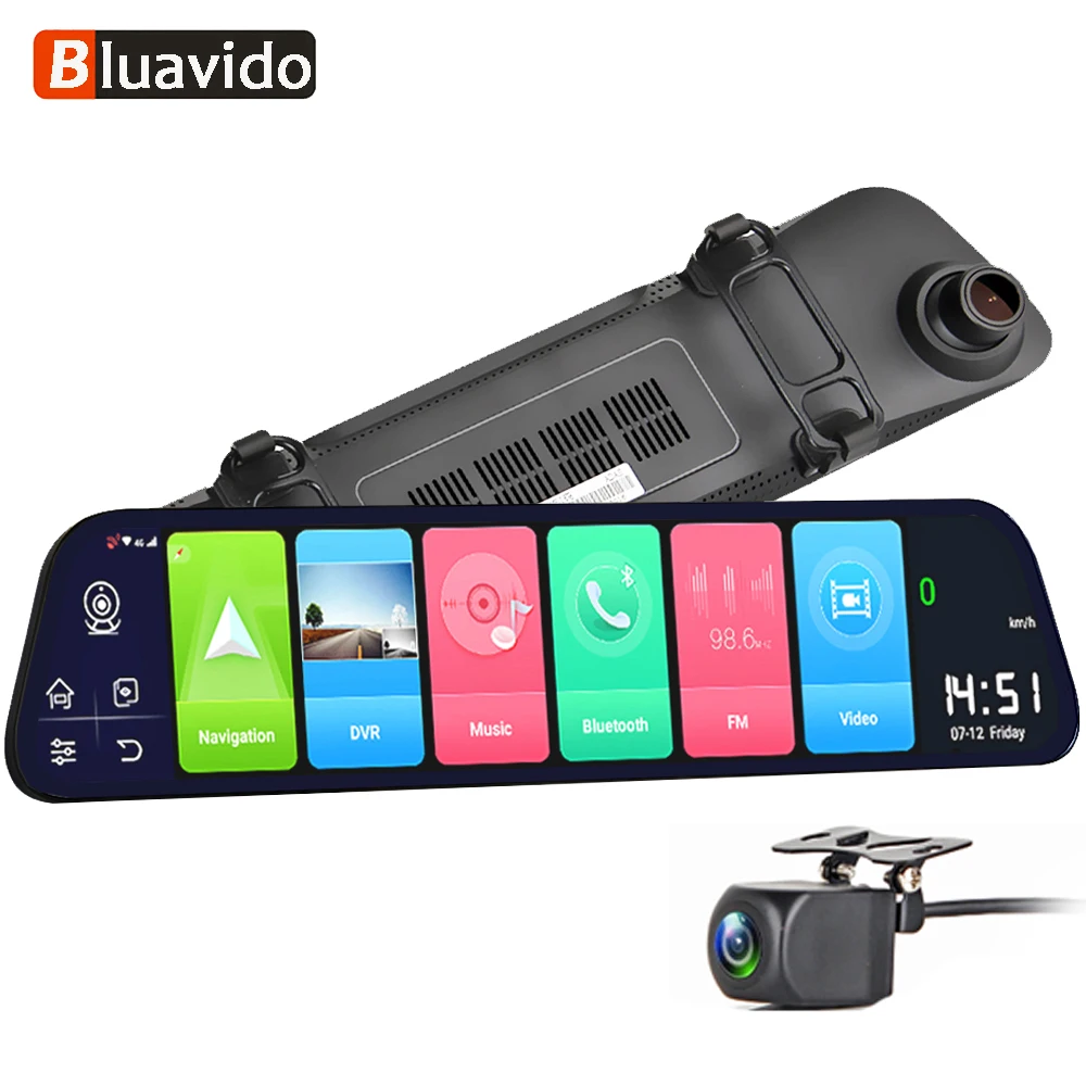 Bluavido 1" ips 4G Android 8,1 автомобиля Зеркало заднего вида DVR gps навигация 2G Оперативная память FHD 1080P Dash Cam ADAS Автомобильный видео Камера Регистраторы