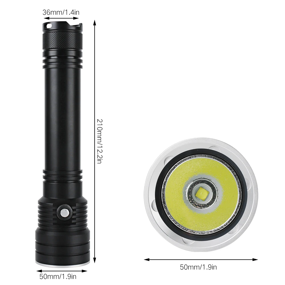  BORUiT XHP50 LED Scuba Diving Flashlight IPX8 Waterproof Underwater Dive Torch Light 18650 26650 Ca - 4000239037465