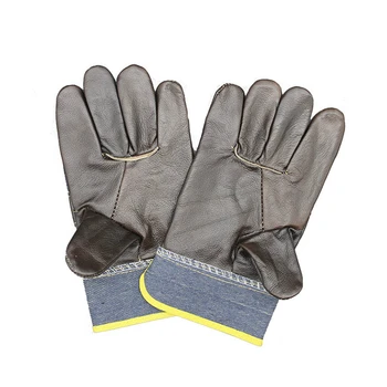

FGHGF gloves Welding First layer cowhide leather dark denim short leather garden carpenter blacksmith labor protection