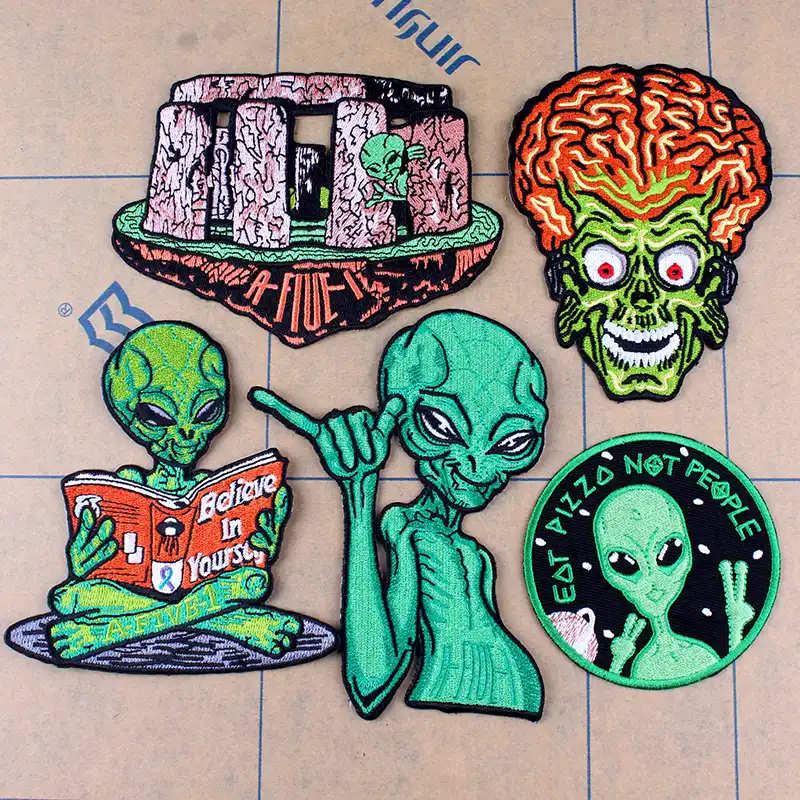 Diy Rock Band Patch Alien Ufo Stripe Embroidered Patches On Clothes Iron On Patches For Clothing Metal Music Badges For Backpack Patches Aliexpress