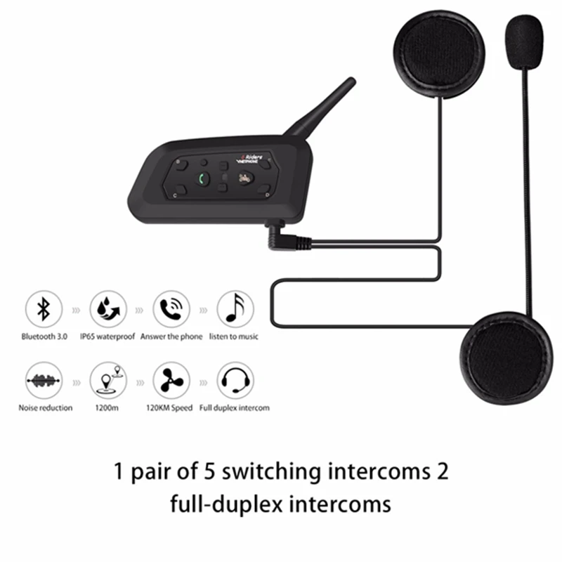 VNETPHONE 2 шт мотоциклетная Bluetooth гарнитура шлем рация 1200 м Mp3