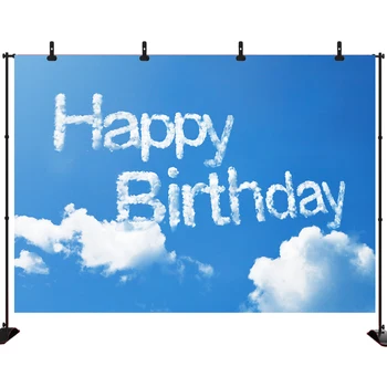 

Acejoker Birthday Party Photography Backdrop White Cloud in Blue Sky Baby Shower Video Photo Vinyl Background Studio