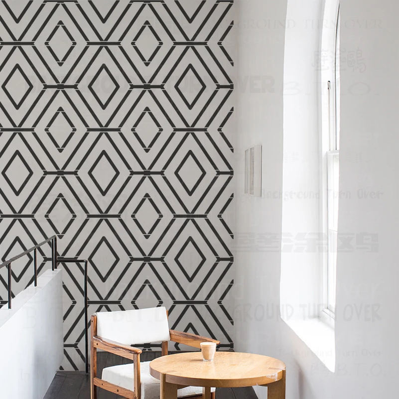50cm 60cm Stencil Stencils For Walls Large Template Reusable Tile Flooring Decor Niche Wall Paint Geometric Luxury Diamond S038 afbeelding