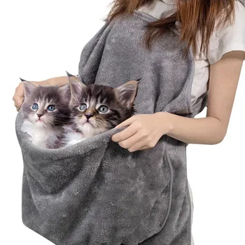 

1 Pc Soft Coral Velvet Apron with Pocket Anti Sticky Pet Hair, Home Apron for Picking up Cats, Kittens Warm Nest New Qgnv