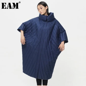 

[EAM] Loose Irregular Big Size Long Down Jacket New Three-quarter Sleeve Warm Women Parkas Fashion Autumn Winter 2020 1DA031