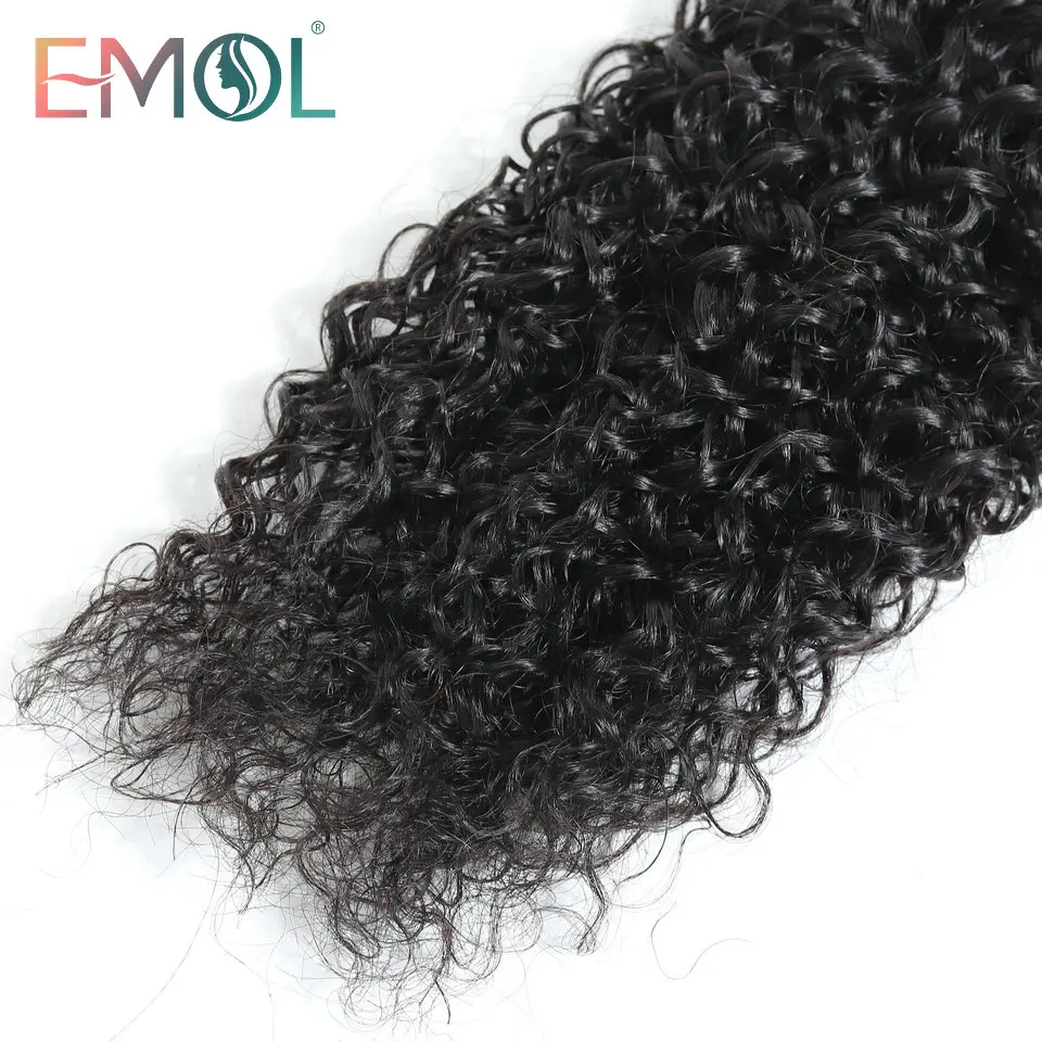 Emol перуанские кудрявые пряди волос с кружевной застежкой 3/4 шт не Реми человеческие волосы для наращивания с закрытием