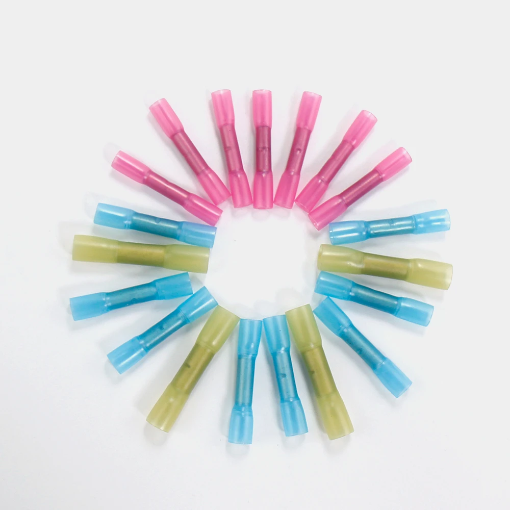 

100pcsWire connector heat shrinkable butt joint waterproof insulation seal 22-18 AWG crimp terminal