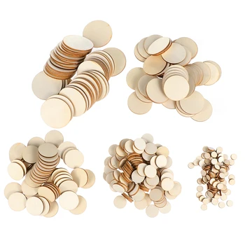 

450pcs Creative Fashion Stylish Durable Round Wood Piece Round Wood Chips Unfinished Wood Slices Wood Cutouts Ornaments A50