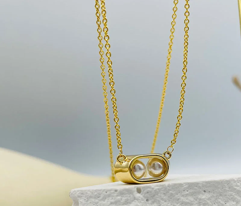 Pearl Necklace Female Han Edition Contracted Design Niche Web Celebrity Pendant Ins Hundreds of Fashion and Personality Metal