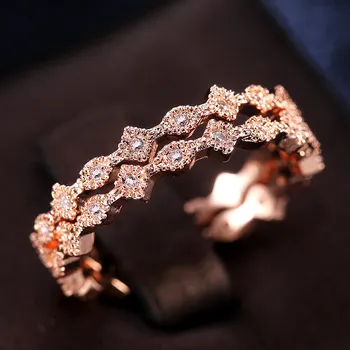 

FFLACELL Wedding Ring For Women Men Concise Classical Mini Cubic Zirconia Rose Gold Color Gift Fashion Jewelry Couple Rings