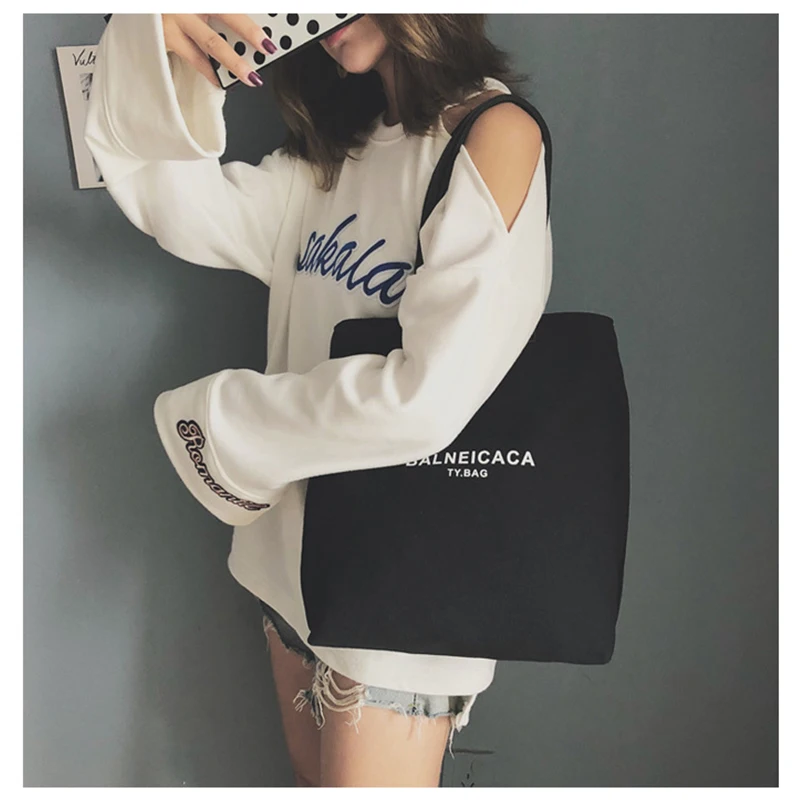 

Simple Printing Canvas Bag Women 2019 New Hot Fashion Casual Simple Students School Bags Shoulder Bags Handbags Shopping Bag