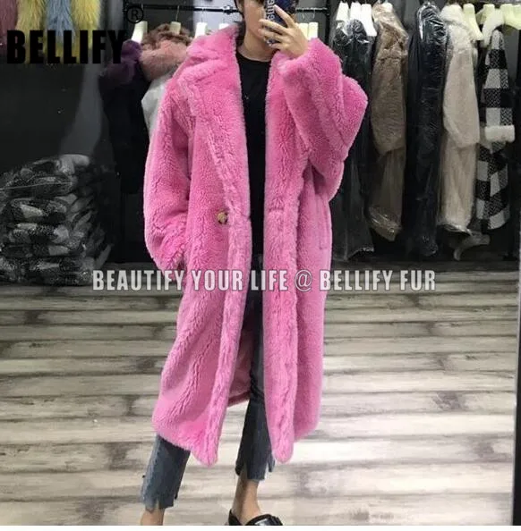 

Top sales Beautiufl shearing Lamb Fur trench coats Plus size winter Warm Thickening Fur outerwear