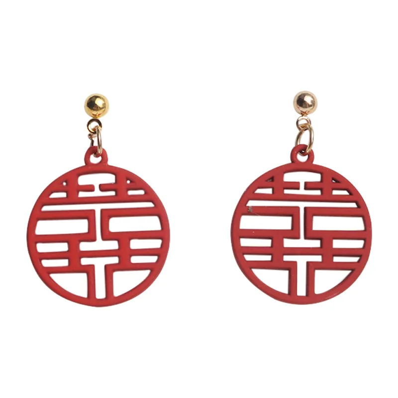 Новые красные серьги в китайском стиле с надписью «Hi-Word», серьги в стиле ретро, женские свадебные серьги