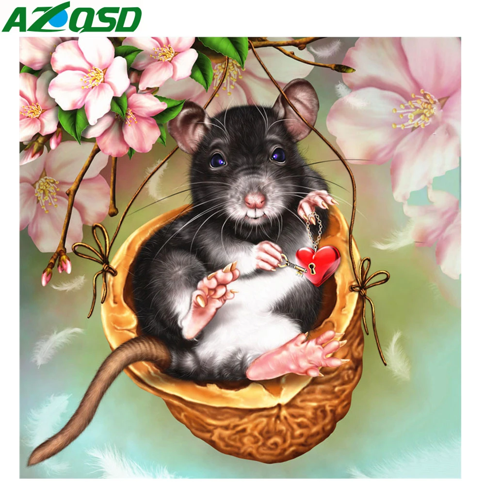 

AZQSD 5D DIY Diamond Embroidery Mouse Diamond Painting Animal Cross Stitch Full Drilling Picture Of Rhinestones Handmade Gift