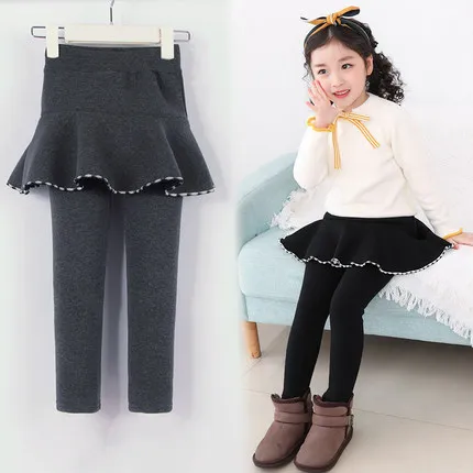 

Autumn Winter Girl Leggings Thick Fleece Casual Toddler Fake Two Pieces Skirt Leggings Pants Warm Kids Girls Skirt Leggings