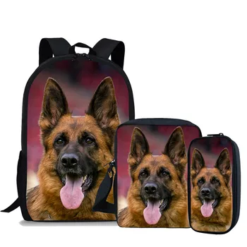 

3pcs Dog Raccoon Tiger Wolf Student School Backpack Cartoon Print School Bag Set Small Laptop Backpack For Teenager Boy Book Bag