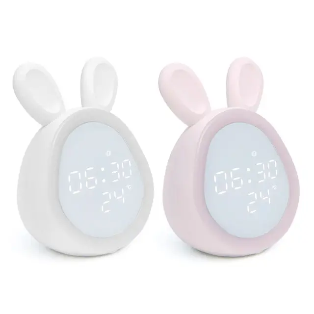 Bluetooth Alarm Clock LED Night Light Voice Control with Temperature Display Bedside Lamp Decor Easter Suppies 6