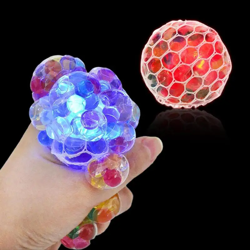 1 Light Up Squishy Mesh Sensory Stress Reliever Ball Fidget Squeeze Autism O2U5 