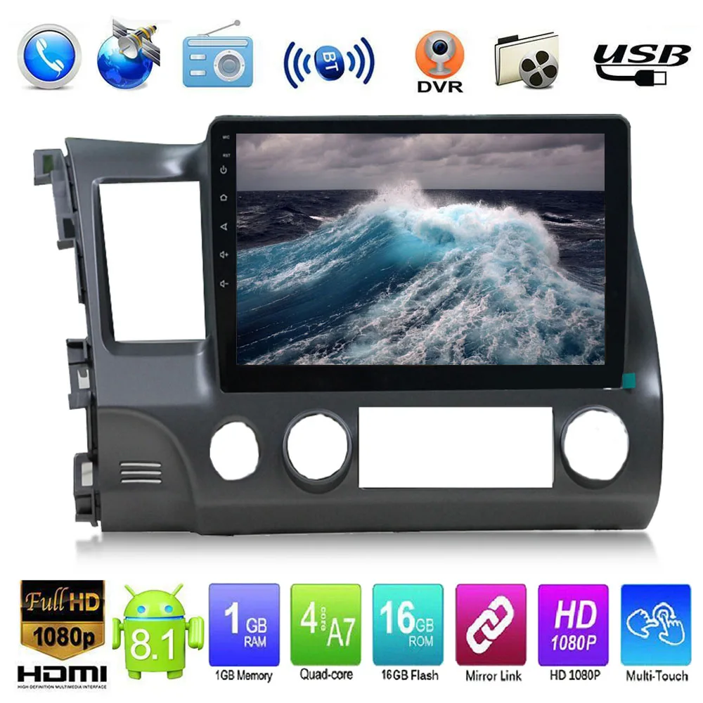 Автомагнитола 10 1 дюйма с GPS-навигацией Android 9 Wi-Fi для Honda Civic 2006-2011 головное