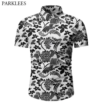 

Chinese Style Floral Pattern Print Shirt Men 2020 Summer Short Sleeve Slim Fit Dress Shirts Mens Party Holiday Social Shirt Male