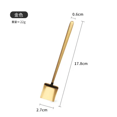 1 шт. Креативный острый квадратный круглый молочный чай для размешивания кофе круглая ложечка из нержавеющей стали десертная кофейная ложка кафе - Цвет: Gold