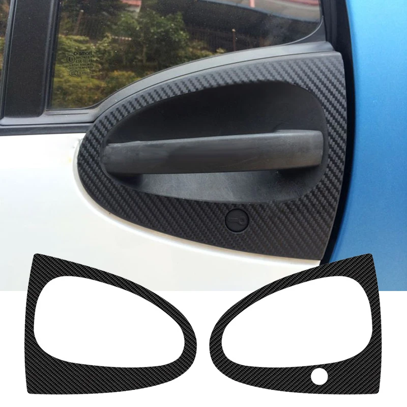 

2pcs Car Styling Door Handle Cover Decal Sticker Carbon Fiber Stickers For Smart Fortwo 451 Brabus 2007-2014 Accessories