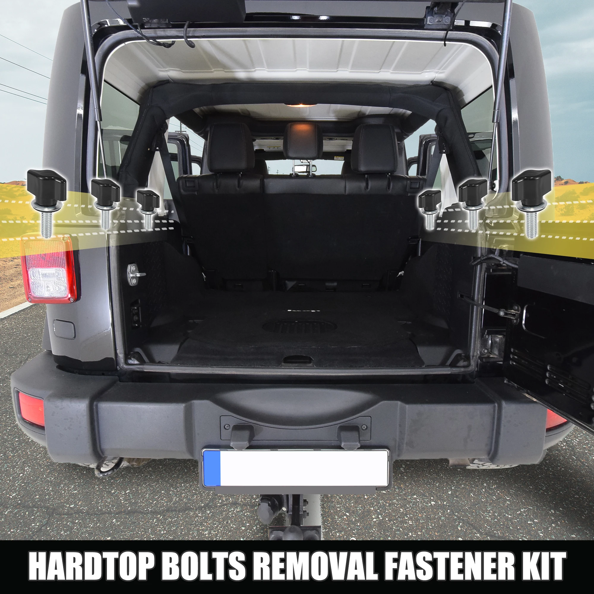X Autohaux Hardtop Bolts Screw Quick Removal Fastener Thumb Screw Nut Kit for Jeep Wrangler YJ TJ JK JL Unlimited Sahara Rubicon car accessories auto fasteners auto accessories car screws