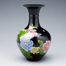 Цзиндэчжэнь керамика фарфоровая бутылка лучшие антикварные ваза украшения китайский стиль Черное золото глазурь пион традиционное ремесло 7 модель