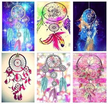 

Diamond Painting Colorful Dream Feather Full Round Drill Beads Embroidery Painting Rhinestones Picture Home Decoration