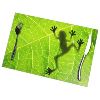 

Set of 6 Frog Shadow On The Leaf Placemats for Dining Table Place Mat in Kitchen Accessories Cup Wine Mat