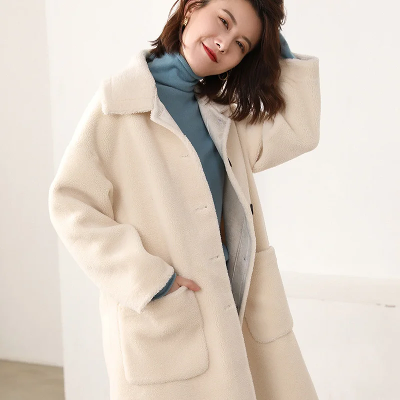 ALKMENE long fur one grain cashmere fur coat loose large size fashion thick warm female autumn and winter long coat