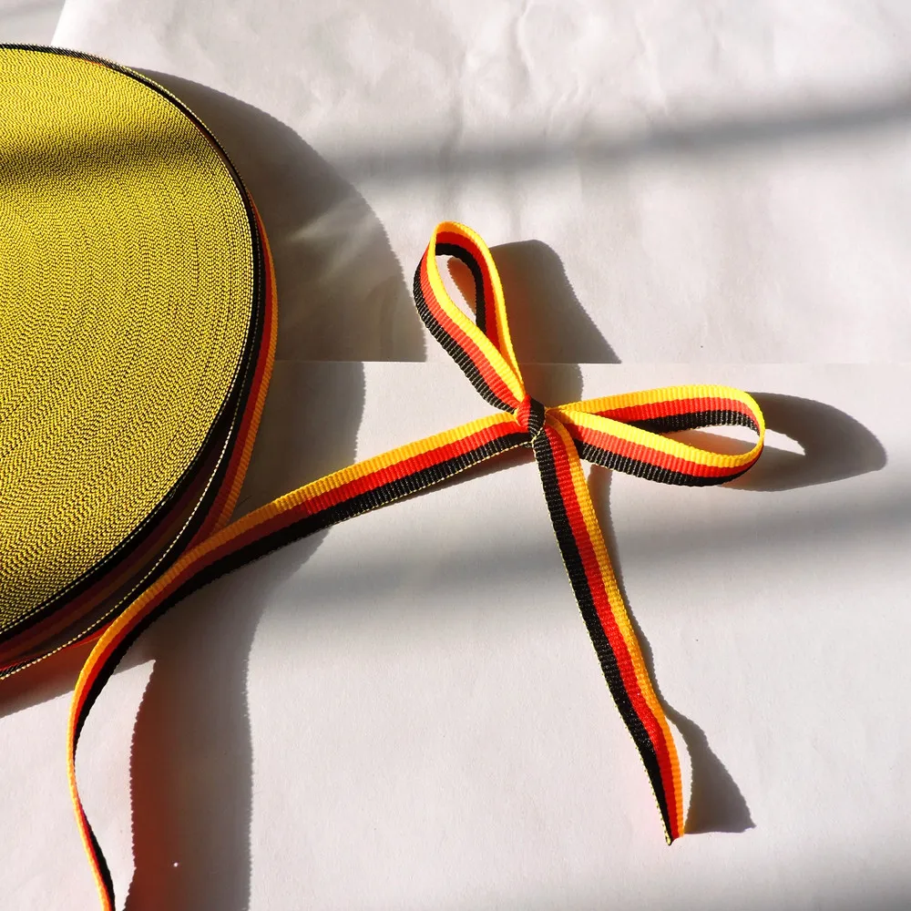 Вечерние ленты из полиэстера 10 мм 25 ярдов с немецким флагом радужные