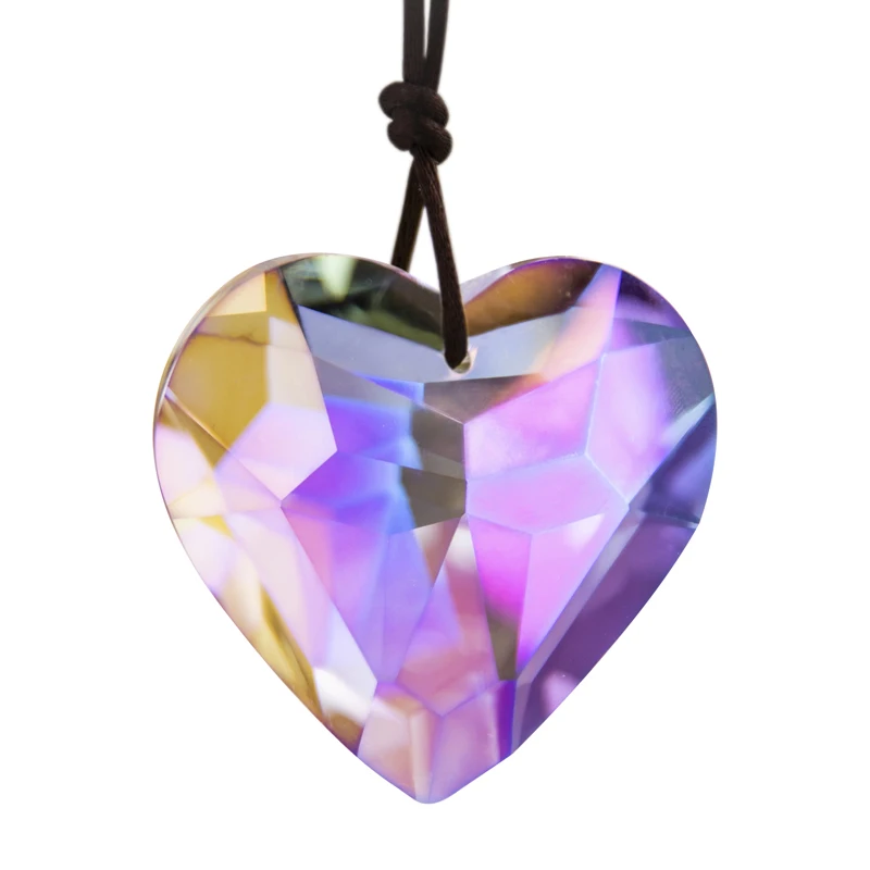 

H&D 45mm Facted Heart Crystal Prism Suncatcher Chandelier Part Pendant Glass Art Hanging Home Garden Decor DIY Ornament (Purple)