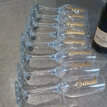 

Champagne Glass Name decal, Wedding Name Vinyl Sticker ONLY, Champagne flute Names Bride personalised WL2184